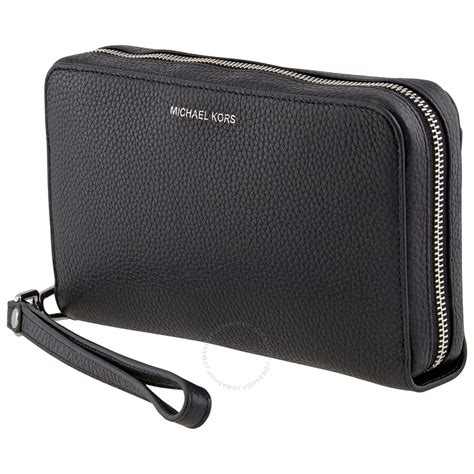 michael kors zip around wallet black|Michael Kors zippered wallet.